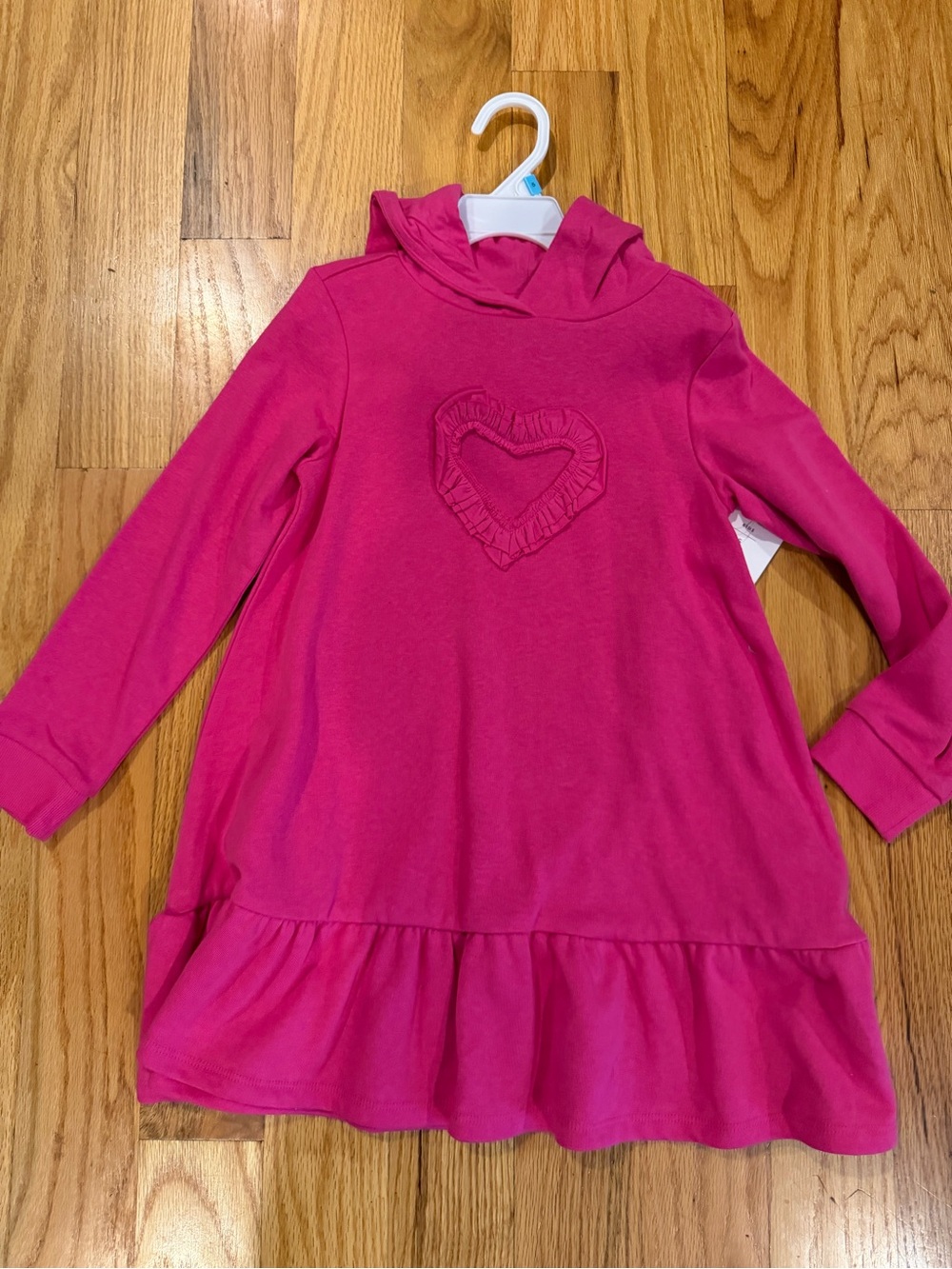 crown & ivy Bright Pink Hooded Ruffle Heart Dress